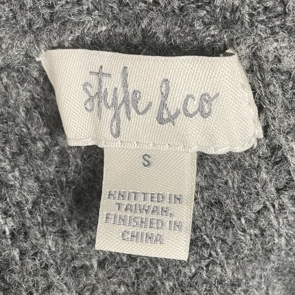 Style & Co. Petite Women’s Small Gray Turtleneck Ribbed Knit Sweater Cozy Warm - Picture 3 of 6